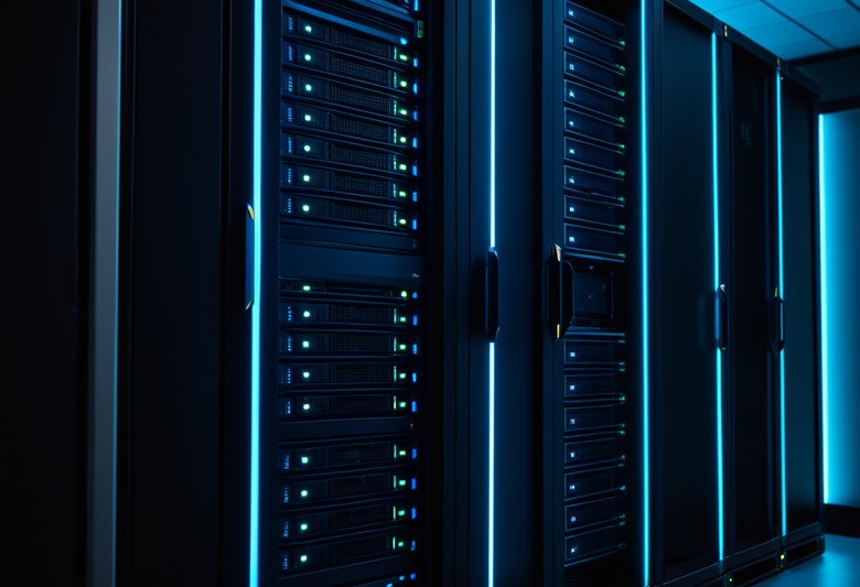 RAID-Array mit mehreren Festplatten in einem Server-Rack